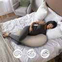 Boppy Cuddle Pregnancy Pillow with Removable Organic Cotton Cover - Compact Ergonomic Maternity Pillow, Versatile Support, Great Side Sleeper Pillow, Washable, with Cooling Rayon Cover - Biscuit