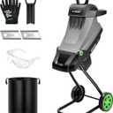 VIVOSUN 15-Amp Electric Wood Chipper Shredder with 1.77" Hopper & 50L Collection Bag, Includes Plunger, Extra Carbon Blades, Safety Goggles & Gloves for Yard Waste, Branches, and Leaves (Grey)