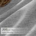 Unique Light Grey Pinch Pleat Thick Natural Linen 86 Inch Office Curtains 2 Panels Set, Memory Shape Light Filtering Semi Sheer Farmhouse Windows Curtain with Back Tab Privacy Protect Nursery Drapes