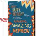 7 x Missonemi Nephew Birthday Card | Funny Birthday Gifts for Nephews from Aunt Uncle, 5x7 inches