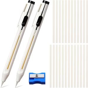Motiskyy 28 Pcs Chalk Pencil Refillable Cartridge Set, Sewing Chalk Pen and White Refill Tailors Pencil for Marking Fabric Patterns
