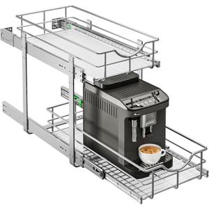 WelFurGeer 2-Tier Kitchen Cabinet Pullout Shelf and Drawer Organizer, Soft Close Pantry Pull Out Shelves, Heavy Duty Pull Out Cabinet Organizer with Shelf Liner for Kitchen Cabinets, Pantry Storage