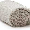 Americanflat 50x60 Throw Blanket - Soft and Breathable Cotton Throw Blanket for Couch, Bed, Chair - Decorative Blankets Perfect for Home, Office, or Outdoor Use - Cream and Beige Birds Eye Design