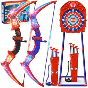 Toys for Boys Age 3-12, 2 Pcs Shooting Set with Red & Blue LED Lights, Standing Target & 2 Quiver, Indoor & Outdoor Kid Toys Gifts for 3 4 5 6 7 8 9 10 11 12 Year Old Boys Girls