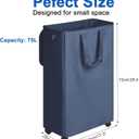 Vincona Slim Laundry Hamper with Lid and Wheels, Small Rolling Laundry Basket with Handle for Small Spaces, Tall Dirty Clothes Hampers for Dorm, Bathroom and Bedroom, 75L, Blue
