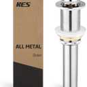 KES Bathroom Sink Drain Without Overflow Vessel Sink Lavatory Vanity Pop Up Drain Stopper Polished Chrome for 1.6"-1.9" Sink Hole, All Metal Rustproof Brass and 304 Stainless Steel, S2008D-CH