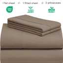 LuxClub 4 PC King Sheet Set, Breathable Luxury Bed Sheets, Deep Pockets 18" Wrinkle Free Cooling Bed Sheets Machine Washable Hotel Bedding Silky Soft - Dark Khaki King