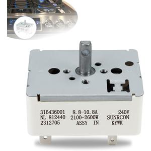 Upgrade 316436001 316021501 Infinite Burner Control Switch, Compatible With Frigidaire Stove Burner Switch, 8in Burner Switch Replace Range Switch 1155395, 812448, 316021501, 5304506425