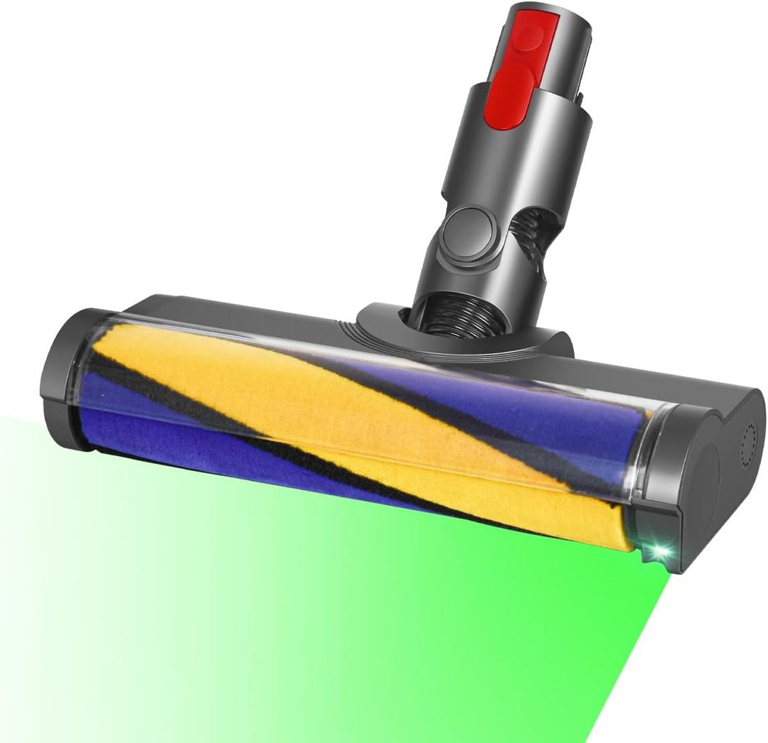 FUNTECK LED Soft Roller Cleaner Head Compatible with Dyson V15 V11 V10 V8 V7 Vacuum Cleaners, Illuminating Hidden Dust and Debris and Ideal for Smooth Hard Floors