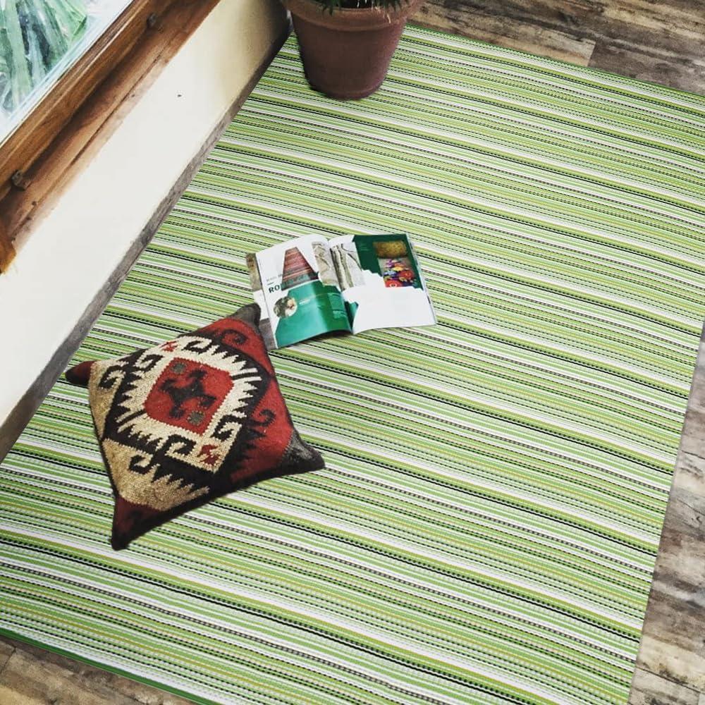 Outdoor/Indoor Rug Plastic Straw Rug Waterproof Portable Outdoor Mat, Easy to Clean and Fold,Perfect for Garden, Patio, Picnic, Decking-Green6x9Ft