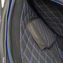 MIROZO Seat Covers Full Set, Car Seat Covers Blue Faux Leather Seat Covers Automotive Seat Covers Car Seat Protector for SUV Pick-up Truck Sedan,Driver Seat Cover Universal Fit (Black and Blue)