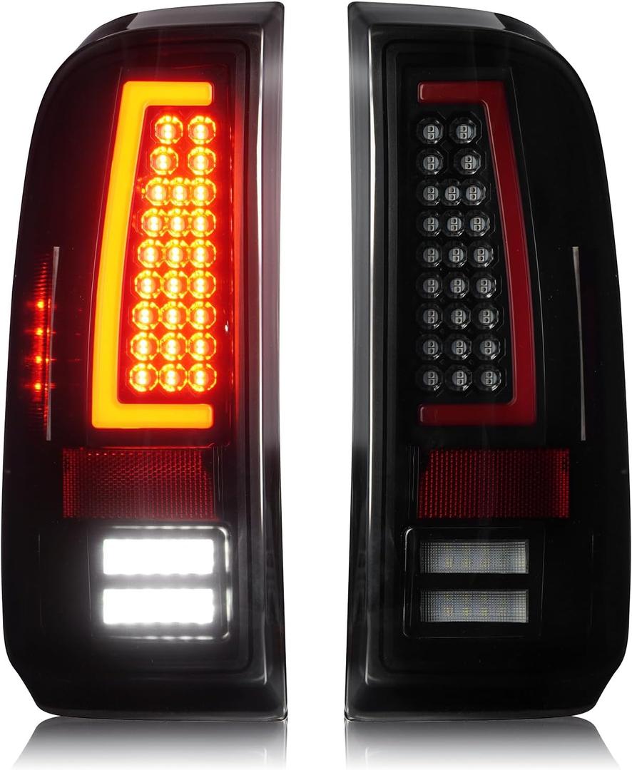 LED Tail Lights for Ford F250 F350 F450 F550 Super Duty 2008-2016,only fit Fleetside Bed Model, Rear Taillight Assembly, Black Housing Smoke Lens