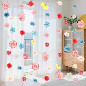 6 PCS Artificial Flowers Garlands Hanging Decorations Faux Silk Flora Fake Rose Vines with Hooks Home Decorations for Curtain Wall Backdrop Ceiling Curtains Wedding Arch Party Baby Shower Decorations