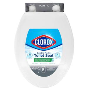 Clorox Elongated Plastic Toilet Seat with Easy-Off Hinges, Wiggle-Free