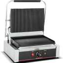 Commercial Panini Grill Grooved Press Sandwich Maker Industrial Panini Machine Single Grill Big (Big Ribbed Top And Bottom)