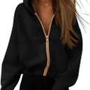 PRETTYGARDEN Women's Zip Up Hoodie Sweatshirt Y2K Fall Fashion Clothes Long Sleeve Loose Fit Pockets Casual Trendy Jacket (Black), S