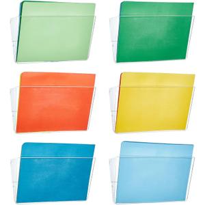 Segulah Hanging Wall File Organizer 6 Pack, Single Pocket Wall Mount File Holder Mail Organizer Wall Mounted Paper Organizer Mail Holder for Office Classroom Organization (Clear)