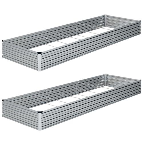 ZUNUDA 10×3×1FT(2PCS) Galvanized Raised Garden Bed Kit Metal Planter Boxes,Large Outdoor Planters Garden for Planting Vegetables,Flowers,Herbs -Silver