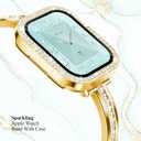 Missair Bands with Screen Protector Case Compatible for Apple Watch Band 40mm 41mm 44mm 45mm, Slim Metal Jewelry Bracelet Strap with Bling Diamond Cover for iWatch Series 9 8 7 6 5 4 SE for Women