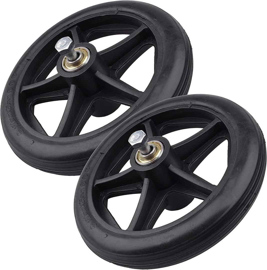 8 Inch by 1 Inch, Wheel Replacement for Wheelchairs, Black (2 PCS)