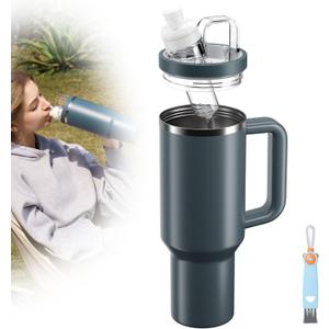 Tumbler Adapter for Stanley to Flavor Cartridge, Compatible with Stanley Quencher H2.0 FlowState Tumblers 30oz&20oz, Adapter to Flavor Cartridge, BPA Free, Food Grade Silicone Leak-Proof (Blue Spruce)