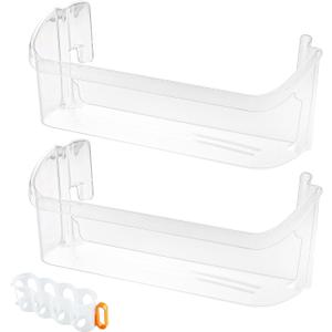 Seentech 240323002 Refrigerator Door Shelf Bin for Frigi-daire & Ken-more  Replaces 240323002, 240323005, 240323006, 240323009, 240323010, Lower Bottom Shelf (2-Pack with Soda Can Organizer)