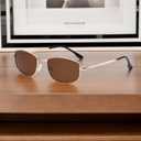 Vintage Rectangle Polarized Sunglasses for Womens Mens 90s Retro Trendy Sunnies Classic Metal Frame Sun Glasses UV400