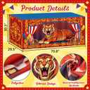 Tieshankao 6FT Circus Party Tablecloth Decorations: Carnival Theme Tiger Table Cover Red Blue and Yellow Decor for Home Birthday Party Supplies