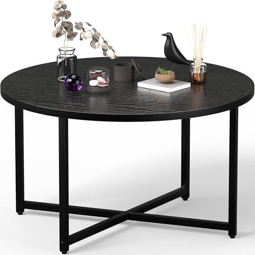 Amazon.com: FAMIDGE Round Coffee Table, Modern Design Living Room Tables for Indoor & Outdoor, Black Coffee Table for Family & Office Use, Outdoor Coffee Table Round, Large Black (31.5" D x 17.7" H) : Home & Kitchen