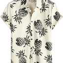 VATPAVE Mens 100% Cotton Hawaiian Shirts Floral Short Sleeve Button Down Shirts Summer Beach Shirts (Beige, XXL)