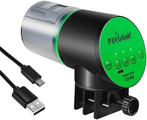 Petbank Automatic Fish Feeder for Aquarium - Auto Fish Food Dispenser Rechargeable for Small Large Tank with USB Charger Cable，12/24/48H Interval Esay Set Up (Green, CY-019)