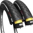 Fincci Pair 700x38c Bike Tire - Semi-Slick 700c Bike Tire - Gravel Foldable Kevlar 40-622 Puncture Resistant Bike Tires 1 mm Nylon, Urban 700c Wheelset for Electric, Hybrid, Road, City Touring Bikes