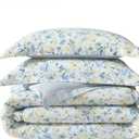 Laura Ashley - King Comforter, Soft Reversible Bedding Set, Includes Matching Shams with Bonus Euro Shams & Throw Pillows, Farmhouse Home Decor (Nora Blue, King)