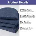 IPYNBAP Chair Cushions for Dining Chairs, Kitchen Chair Cushions, 16'' x 16'' x 2'', Non Slip Indoor Seat Cushions, Chair Pads for Dining Chairs with Ties & Removable Cover, Set of 4, Navy