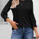 AUTOMET Womens 3/4 Sleeve Tops T Shirts Summer Sweater Round Neck Casual Top Ladies Tops Business Casual Blouses (Black, XL)