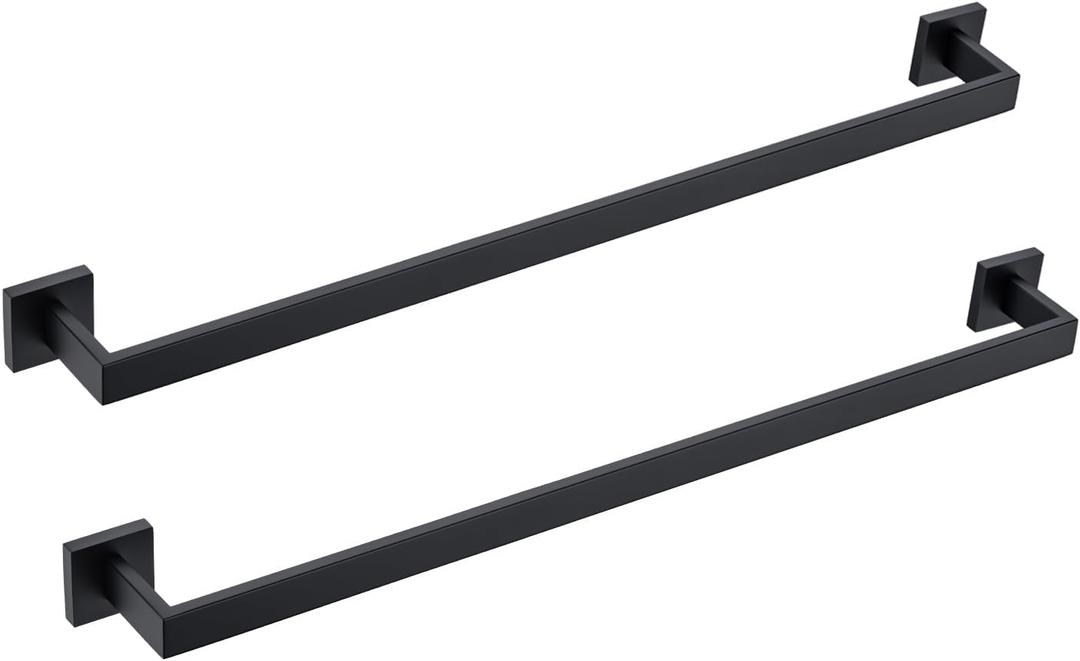BANOLUX Towel Rack, 32-Inch Single Towel Bars for Bathroom, Towel Racks for Bathroom Wall Mounted SUS304 Stainless Steel Hand Towel Holder Heavy Duty, Matte Black Towel Bar 2 Pack, A7-TB-MB-32IN-2PACK