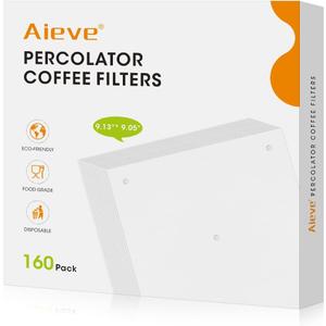 Aieve Percolator Coffee Filters, Wrap Around Coffee Filters for Percolator Coffee Pot Electric,9 x 9 Inch (160 Count)