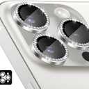 Camera Lens Protector for iPhone 16 Pro/iPhone 16 Pro Max, Individual Tempered Glass Camera Ring Lens Protector with Installation Tray Fit for iPhone 16 Pro/16 Pro Max Diamond Silver