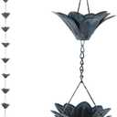 Topadorn 7.85 FT Chains Decorative Iron Gutter Chain with 12 Rain Collector Cups 12 Thick Iron Flower Cups Garden Decorative