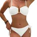 Blooming Jelly Women Bikini Sets Sexy Two Piece Bathing Suit U-Wire Swimsuits (Small, White)