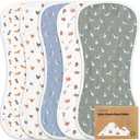 5-Pack Muslin Burp Cloths Baby Boy, Girl - Very Absorbent Baby Burp Cloth Rags, 8-Layers Viscose Derived from Bamboo Cotton Muslin Towel, Super Soft Spit Up Rags, No Shrink Washcloths(Pets & Paws)