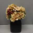 Briful Hydrangea Artificial Flowers in Ceramic Black Vase, Beige Silk Hydrangea Centerpieces for Tables, Realistic Dining Table Vase with Flowers for Farmhouse Home Decor Indoor
