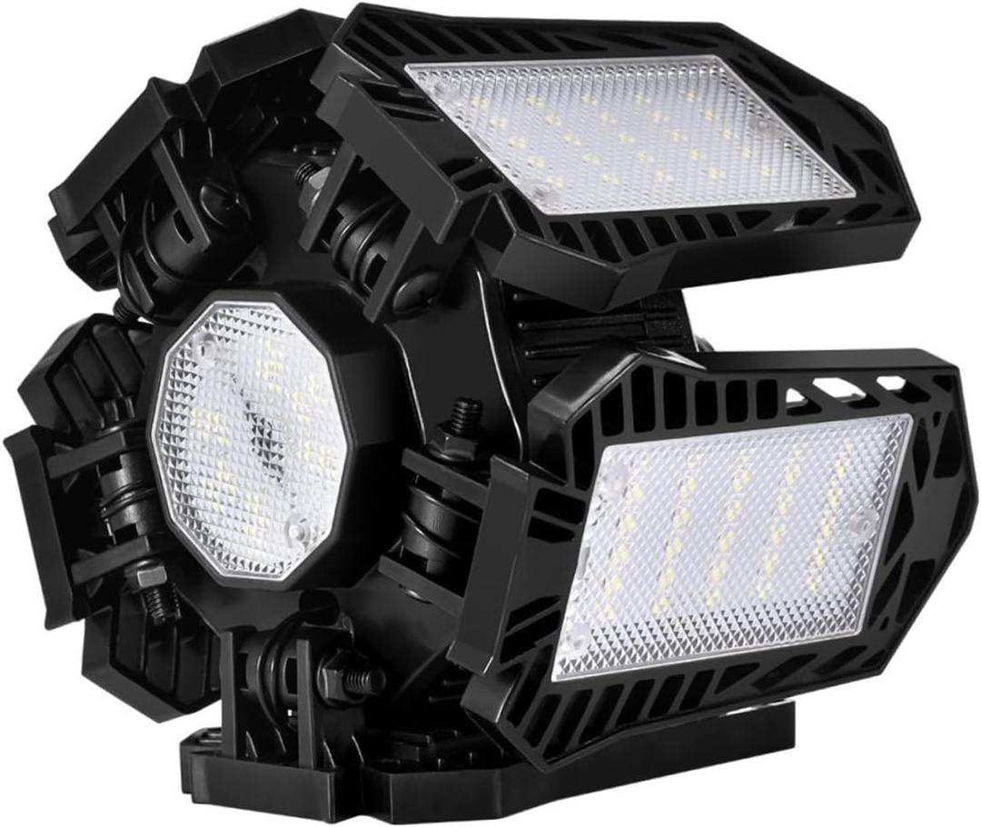 Adjustable Garage Light 80w Led 6 Panels 8000lm Deformable for Large Spaces Energy Efficient Ceiling Light