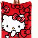 Kitty Silk Flannel Fleece Throw Blanket, Soft Plush, 40 x 60 Inch, All Seasons Blanket for Couch, Sofa, Bed, Camping, Travel (red-2)