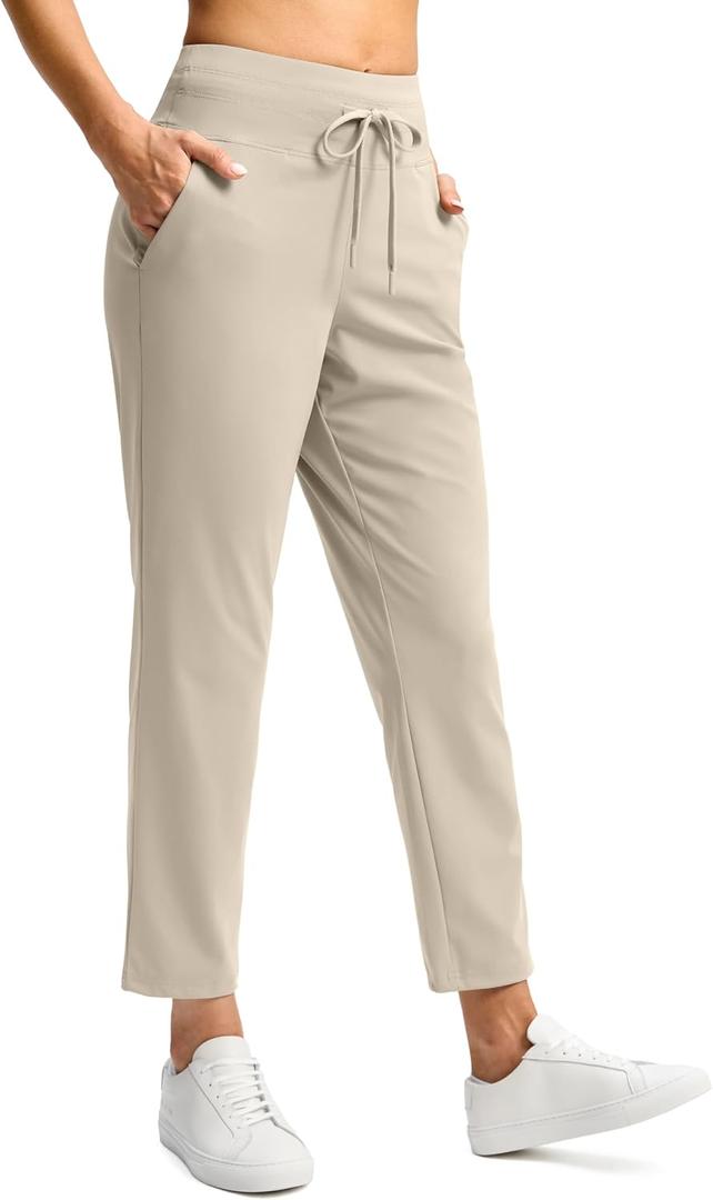 G Gradual Pants for Women High Waisted Ankle Pants 2 Pockets 7/8 Athletic Pants with Drawstring for Golf Travel Casual (XL)