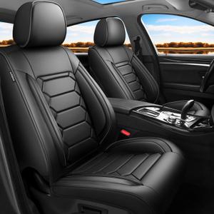 Fit Traverse Car Seat Covers (5 Seats Full Set) Compatible with Chevy Traverse 2018-2024 2025 2026-Full Coverage Breathable Leather, Airbag Compatible, Waterproof & All-Weather,Black