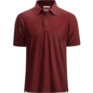 MAGCOMSEN Mens Polo Shirts Dry Fit Golf Shirts Moisture Wicking Athletic Workout Golf Polo Tees Casual Collared Shirt (Red, Large)