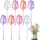 8 Pcs Self Watering Globes Tulips Bulbs Automatic Plant Watering Devices Plastic Plant Self Waterer Insert Spikes for Indoor Outdoor Garden Decoration