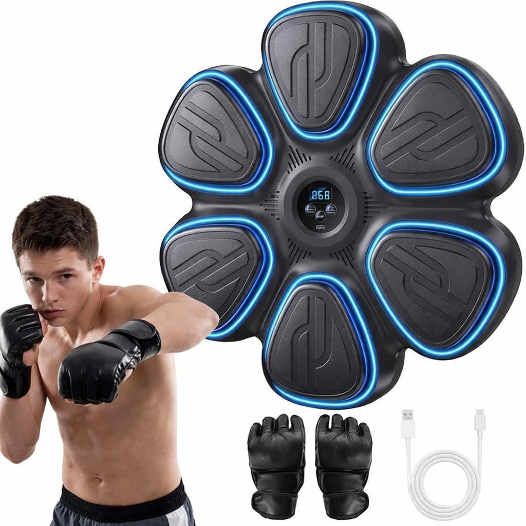 Music Boxing Machine for Kids, 2 3 4 5 6 7 8 Year Old Boy Birthday Gift, Wall Mounted Punching Target with LED Lights & Boxing Gloves, Fun Fitness Equipment for Teen Boys, Indoor Home,Office,Gym Play