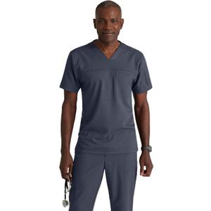 BARCO Grey's Anatomy Spandex Stretch Direct - Rapid Scrub Top for Men, V-Neck Men's Scrub Top, Small